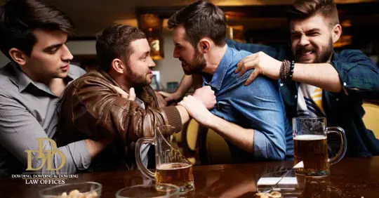 men fighting inside a bar